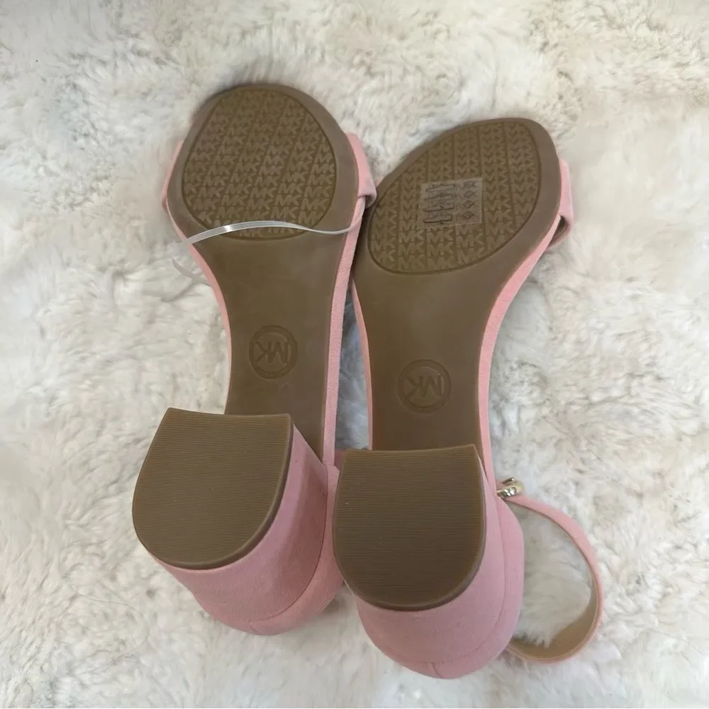 NEW Michael Kors Pink Suede Leather Lena Flex Mid Heel Strap Sandal 6.5 - Picture 5 of 10
